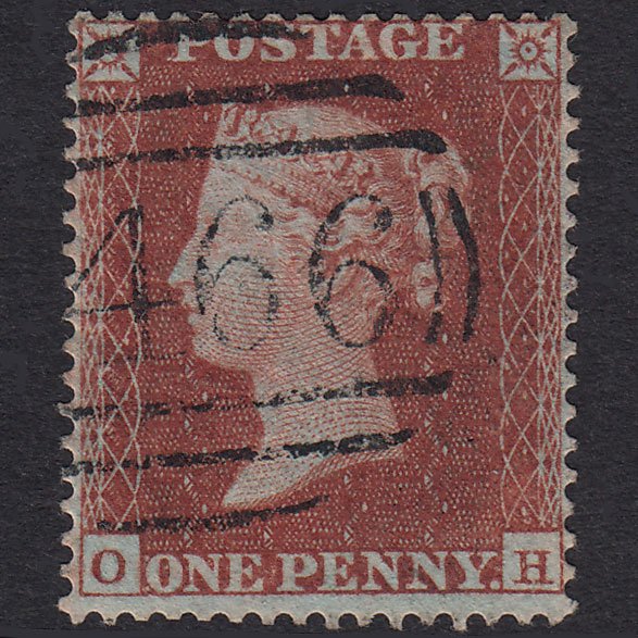 GB QV 1854 1d Red-Brown Plate R1 SG17-C1(1) OH FU Liverpool 466