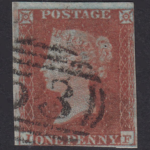 GB QV 1841 1d Red-Brown Plate 131 SG8-B1(1) IF FU Nr 4 Margins Bath 53
