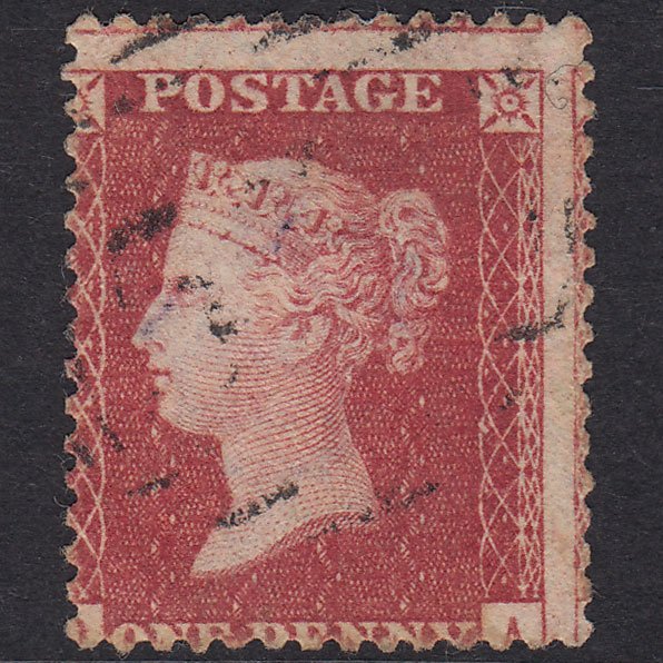 GB QV 1857 1d Rose-Red SG40-C10(1) ?A GU Light Cancel Misperf