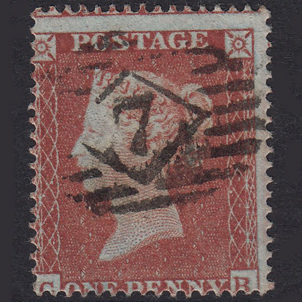 GB QV 1854 1d Red-Brown Plate 175 SG17-C1(1) CB London IS 7