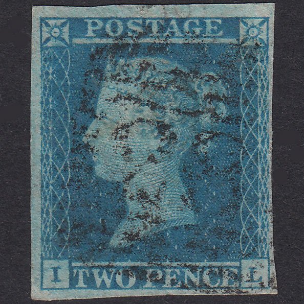 GB QV 1841 2d Blue Plate 4 SG14-E1(2) IL GU 4 Margins Scotland
