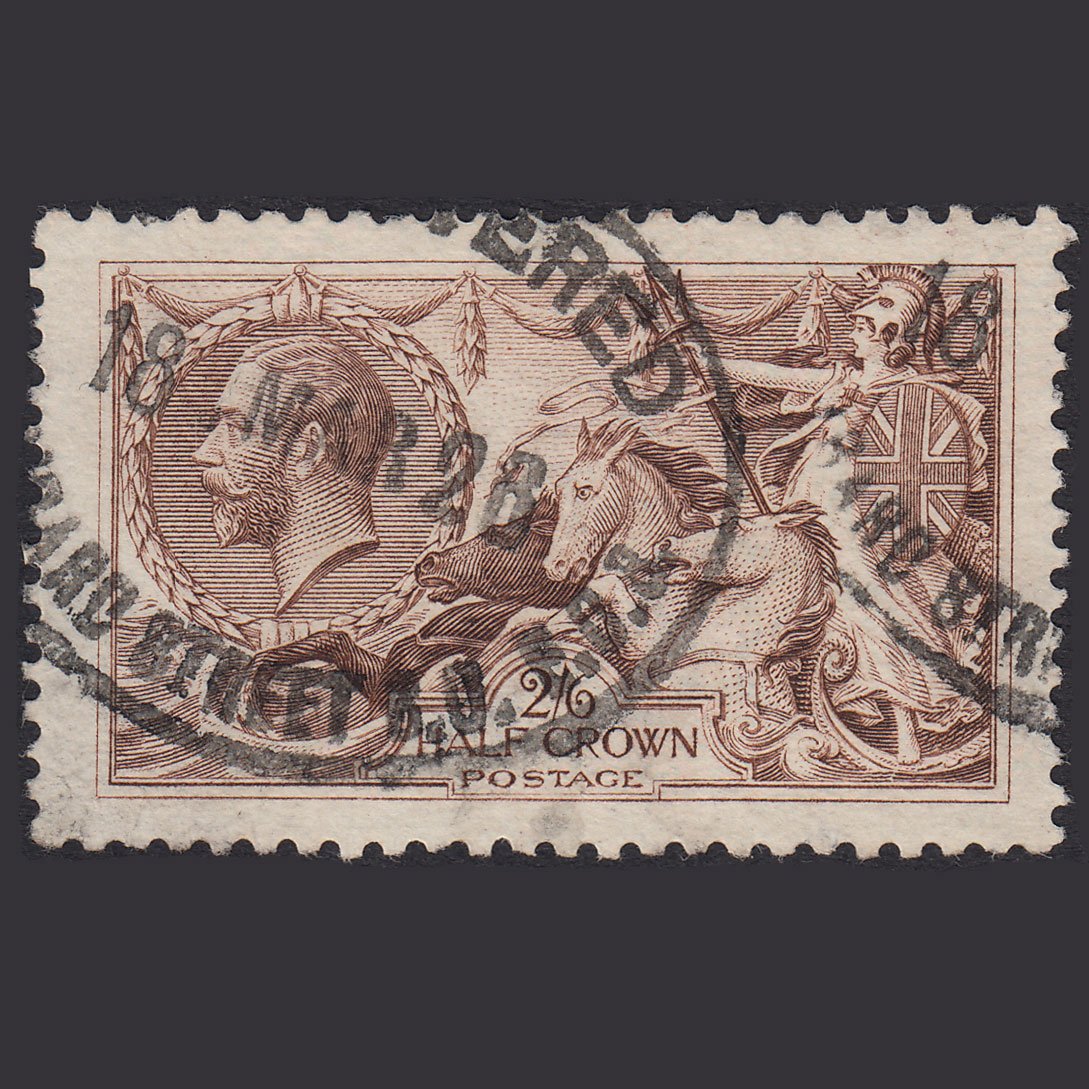 GB KG5 1918 2/6 Reddish Brown Seahorses SG415-N65(3) FU Registered Cancel