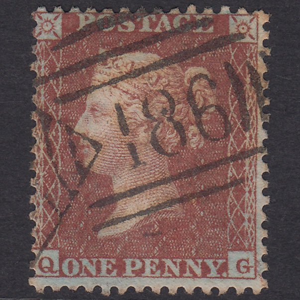 GB QV 1855 1d Red-Brown Plate 4 SGC6(1) QG FU Dublin 186 Irish Spoon
