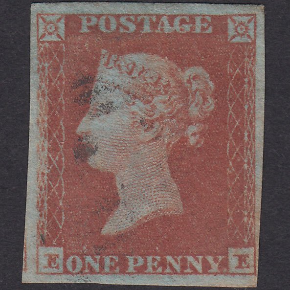 GB QV 1841 1d Red-Brown Plate 126 SG8-B1(1) EE FU 4 Margins Light Cancel
