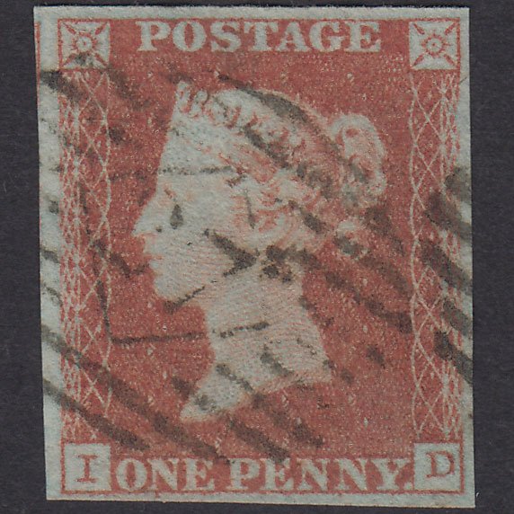 GB QV 1841 1d Red-Brown Plate 89 SG8-B1(1) ID FU 4 Margins London IS 27