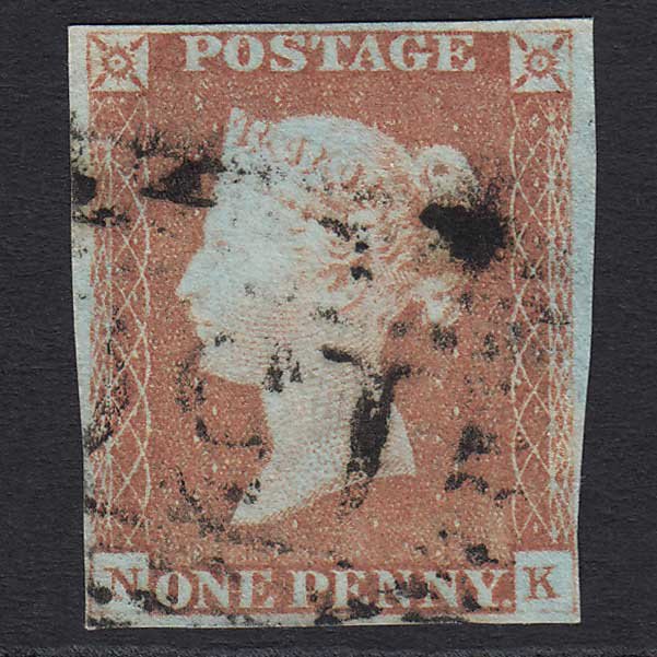 GB QV 1841 1d Red-brown (Plate 68) (SG8) 'NK' GU Glasgow (159) 4 Margins