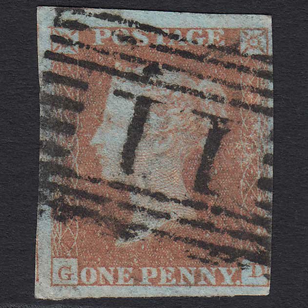 GB QV 1841 1d Red-brown (Plate 120) (SG8) 'GD' GU Annan (11) 4M Imperf