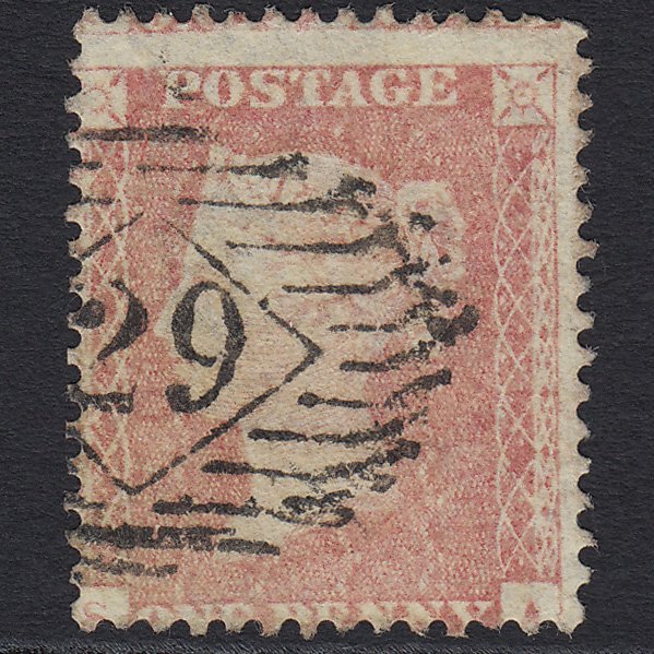 GBqv 1857 1d Pale Rose Transitional (Plate 34) SGC9A(1) SA GU London IS 29 29.f