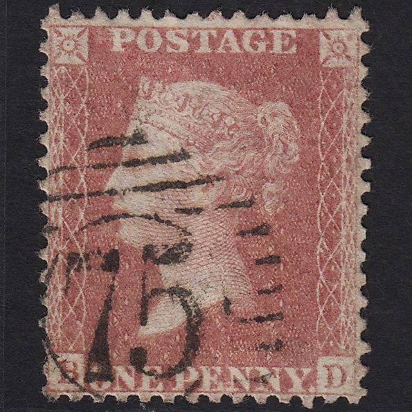 GB QV 1857 1d Pale Rose Transitional (Plate 44) C9A(1) BD FU London D&S 75