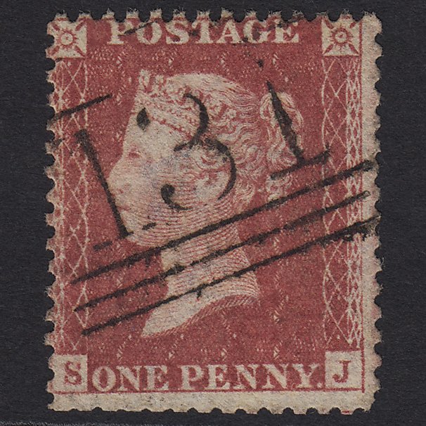 GB QV 1857 1d Rose-red (Plate 61) SG40-C10(1) SJ GU Edinburgh 131