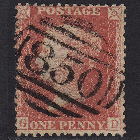 GB QV 1857 1d Rose-red (Plate 44) SG40-C10(1) GD FU Wednesbury 850