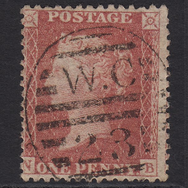 GB QV 1857 1d Rose-red (Plate 66) SG40-C10(1) NB FU London D&S WC23 Misperf