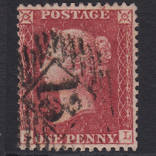 GB QV 1857 1d Rose-red (Plate 38) SG40-C10(1) SL GU London IS 13