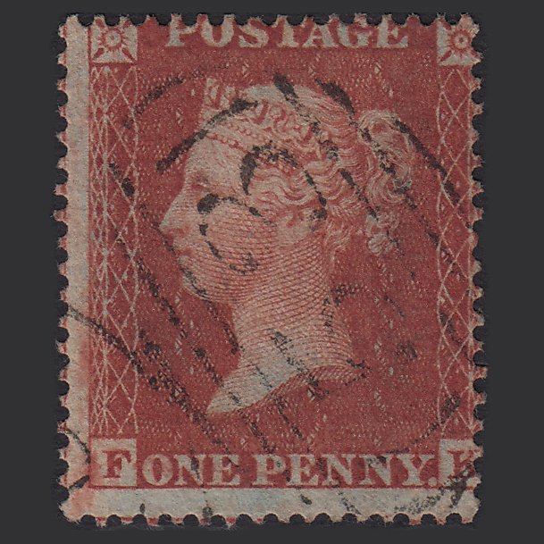 GB QV 1855 1d Red-brown (Plate 12) SG21-C4(1) KK VFU Bath 53 Misperf