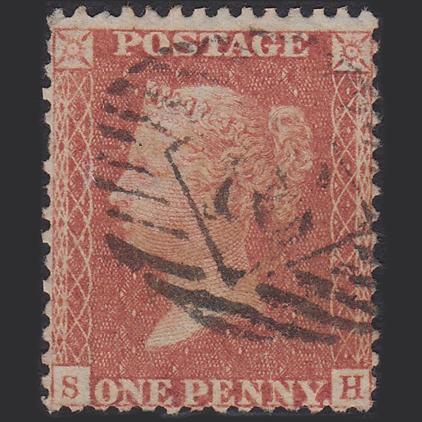 GB QV 1856 1d Red-brown (Plate 32) SG29-C8(1) SH GU London IS 18