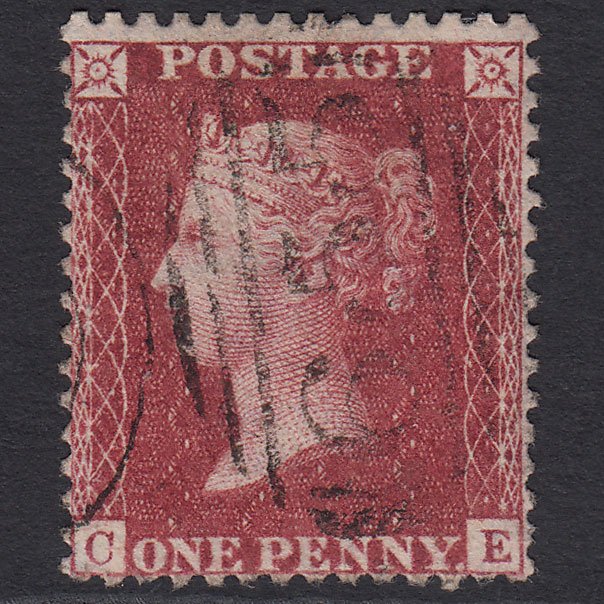 GB QV 1857 1d Deep Rose-red (Plate 48) SG41-C10(4) CE FU Rotherham 655