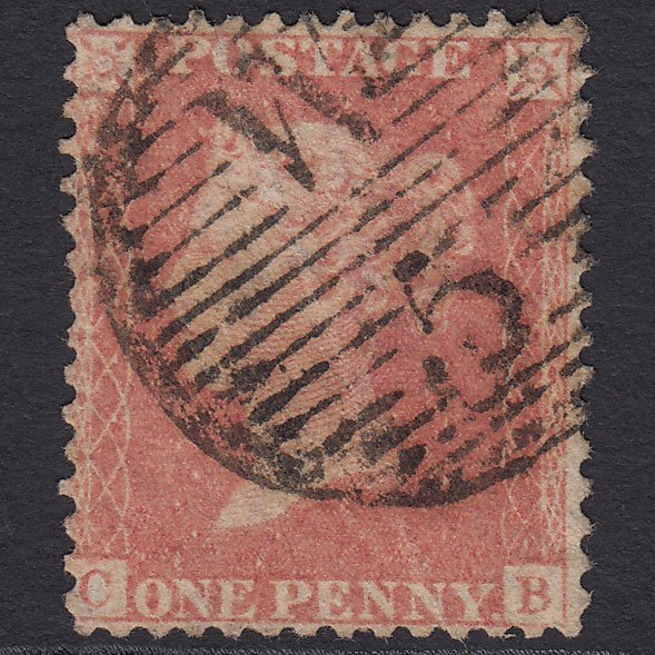 GB QV 1857 1d Pale Red Transitional (Plate 44) SGC9(3) CB GU London D&S W5