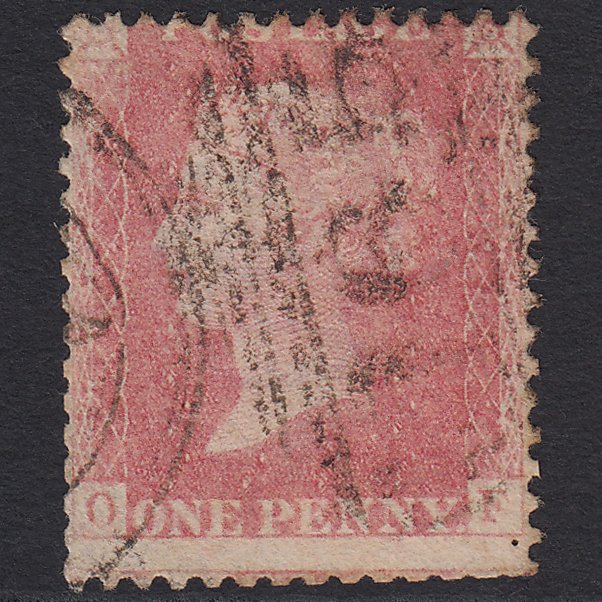 GB QV 1857 1d Pale Rose Transitional (Plate 49) SGC9A(1) OF GU Carlisle 165