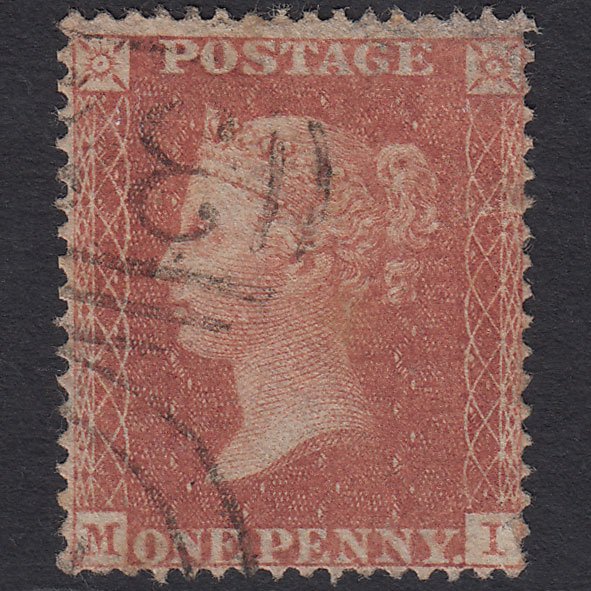 GB QV 1855 1d Brown-rose (Plate 15) SG21-C4(4) MI PU Light Cancel Tear