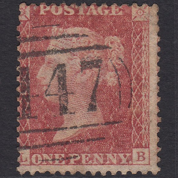 GB QV 1857 1d Rose-red (Plate 40) SGC9A(3) LB GU Leeds 447 Misperf