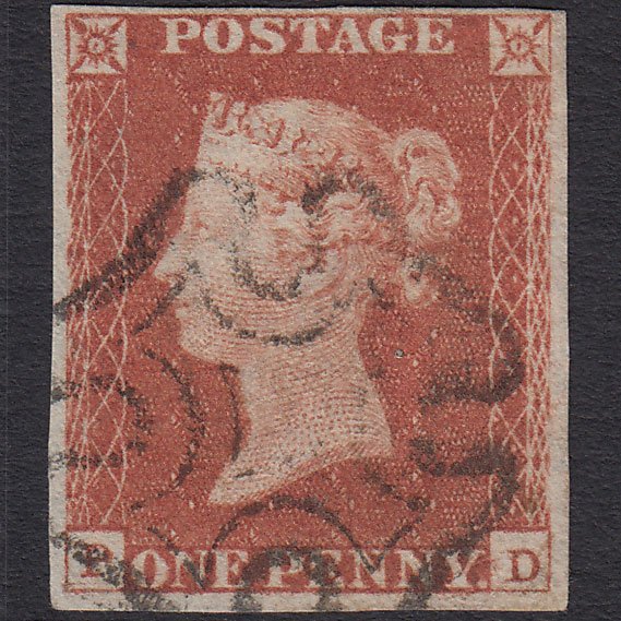 GB QV 1841 1d Red-brown (Plate 19) SG8-B1(1) GUideline PD FU 4 Margins MX