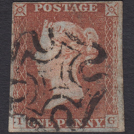 GB QV 1841 1d Red-brown (Plate 25) SG8-B1(1) GUideline IG FU 4 Margins MX
