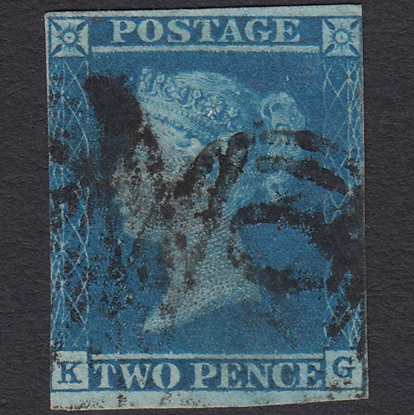 GB QV 1841 2d Blue (Plate 3) SG14-E1(2) KG GU nr 4 Margins Azemar