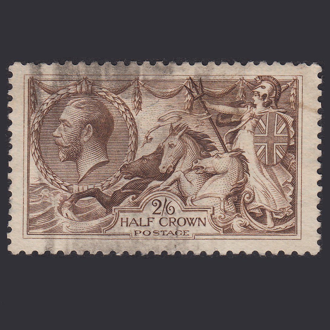 GB KG5 1918 2/6 Reddish Brown Seahorses SG415-N65(3) FU Light Cancel