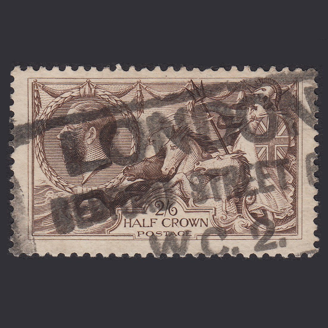 GB KG5 1918 2/6 Chocolate-Brown Seahorses SG414-N65(2) GU Parcel Cancel