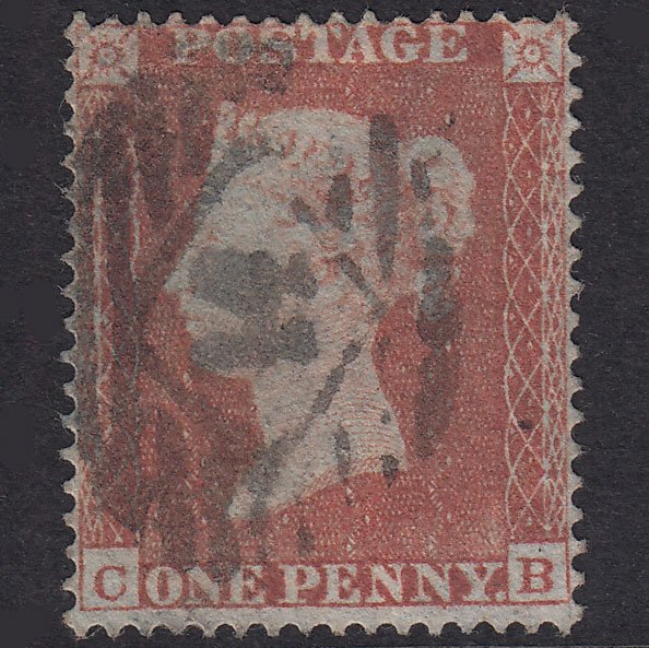GB QV 1854 1d Red-Brown Plate 164 SG17-C1(1) CB GU London IS Cancel