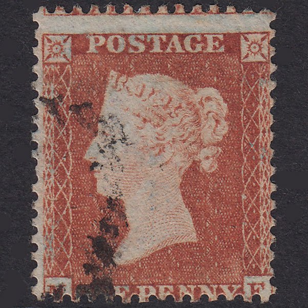 GB QV 1855 1d Red-Brown Plate R4 SG22-C2(1) MF FU Light Cancel
