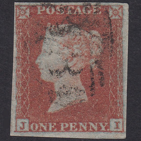 GB QV 1841 1d Red-Brown Plate 131 SG8-B1(1) IJI FU 4 Margins Light Cancel