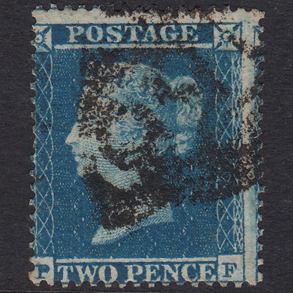 GB QV 1854 2d Deep Blue Plate 4 SG19-F1(1) PF GU Cork 156 Misperf