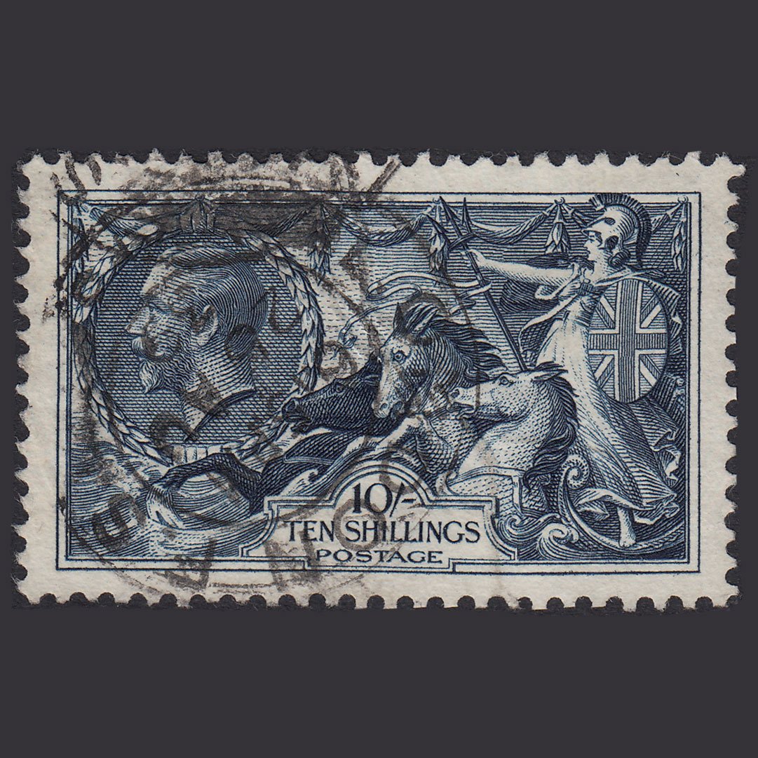GB KG5 1934 10/- Indigo Seahorses SG452-N75 FU London CDS Well Centred