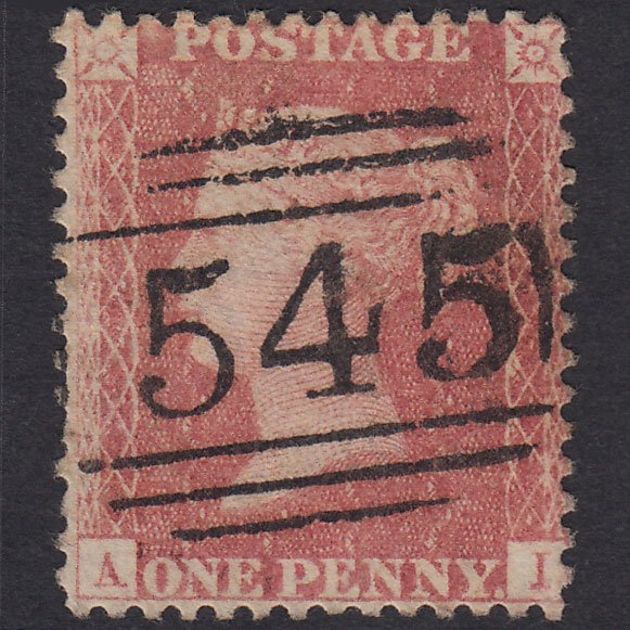 GB QV 1857 1d Pale Rose Plate 52 SGC9A(1) AI FU Newcastle 545