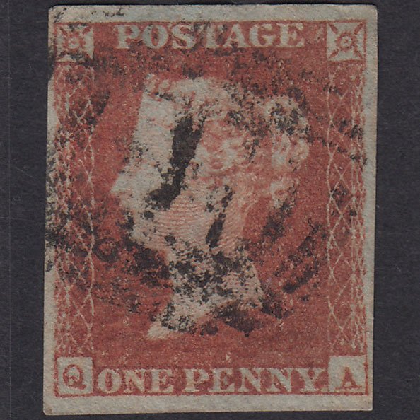 GB QV 1841 1d Red-Brown Plate 121 SG8-B1(1) QA GU 4 Margins