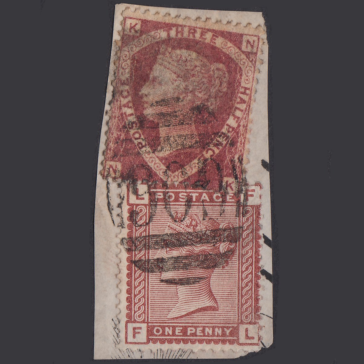 GB QV 1870 1 1/2d Lake-Red Pl3 Z3 & SG166 Z33 NK FU Beyrout G06 on Piece