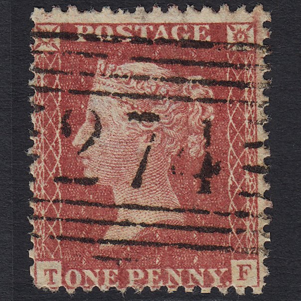 GB QV 1857 1d Rose-red (Plate 27) SG40-C10(1) TF FU Old Meldrum 274