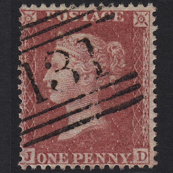 GB QV 1857 1d Rose-red (Plate 60) SG40-C10(1) JD VFU Edinburgh 131