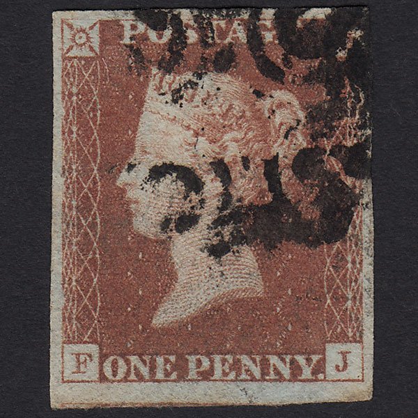 GB QV 1841 1d Red-brown Penny Black (Plate 5) SG7-A2 FJ FU MX 4 Margins