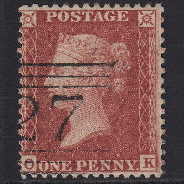 GB QV 1857 1d Deep Rose-red (Plate 36) SG41-C10(4) OK FU Ayr 27 Misperf