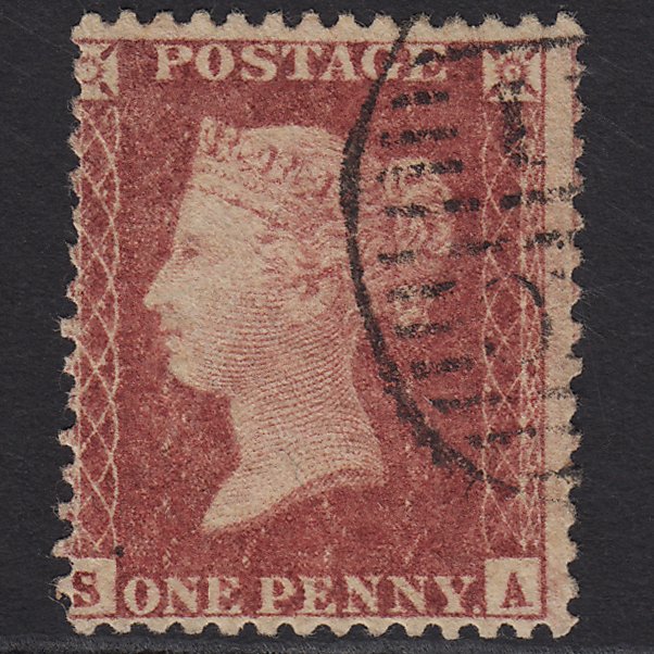 GB QV 1857 1d DP Rose-red (Plate 36) SG41-C10(4) SA FU Light London D&S Cancel