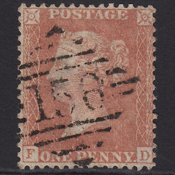 GB QV 1857 1d Pale Red Transitional (Plate 27) SGC9(3) FD FU Cork 156