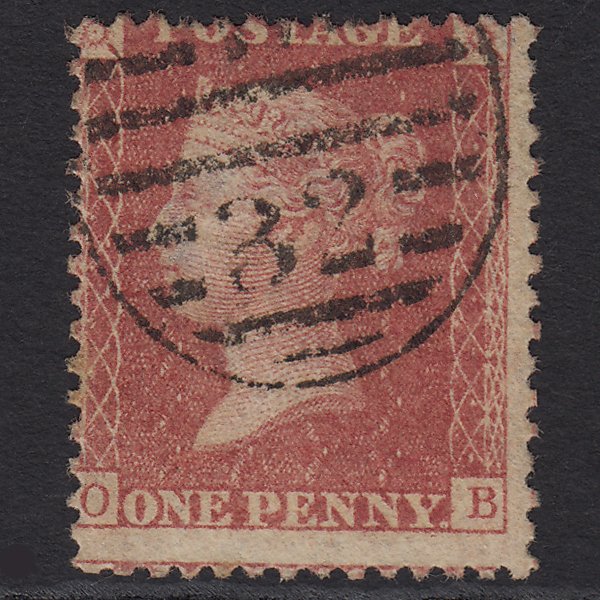 GB QV 1857 1d Rose-red (Plate 59) SG40-C10(1) OB FU London D&S Cancel Misperf