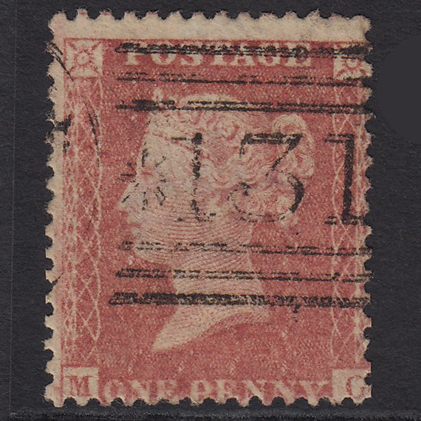 GB QV 1857 1d Rose-red (Plate 68) SG40-C10(1) MG FU Edinburgh 131 Misperf