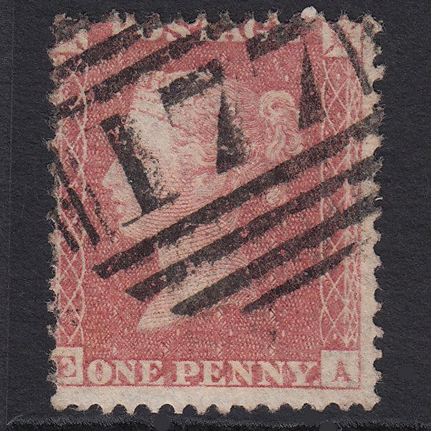 GB QV 1857 1d Pale Rose (Plate 56) SG39-C10(3) EA FU Cheltenham 177 Misperf
