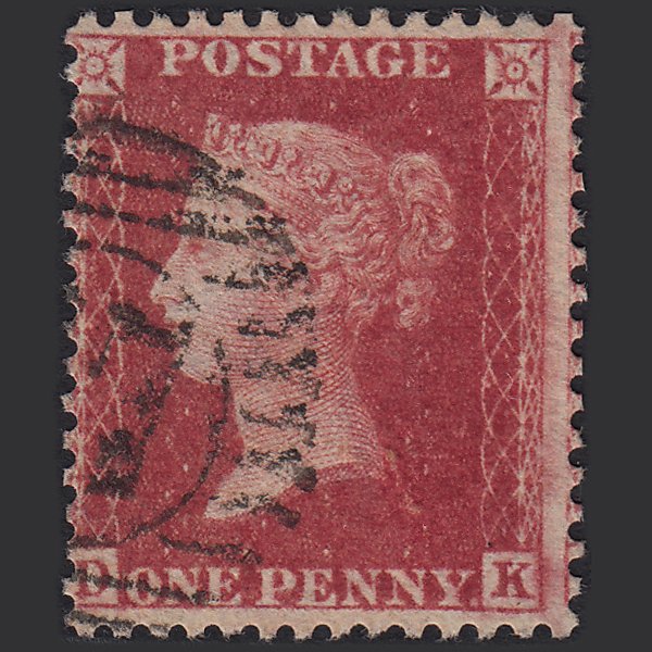 GB QV 1857 1d Rose-red (Plate 60) SG40-C10(1) DK FU London D&S Cancel Misperf