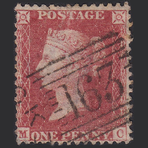 GB QV 1857 1d Rose-red SG40-C10(1) MC GU Greenock 163