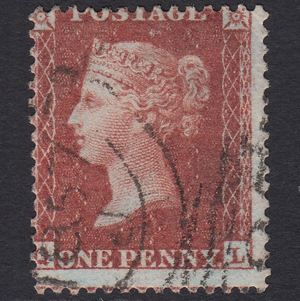 GB QV 1856 1d Red-brown (Plate 37) SG29-C8(1) QL VFU Large Misperf
