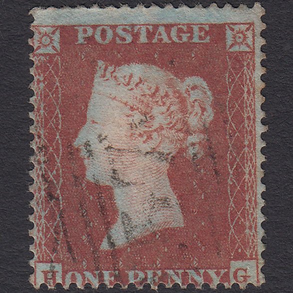 GB QV 1854 1d Red-brown (Plate 198) SG17-C1(1) HG GU Light Cancel